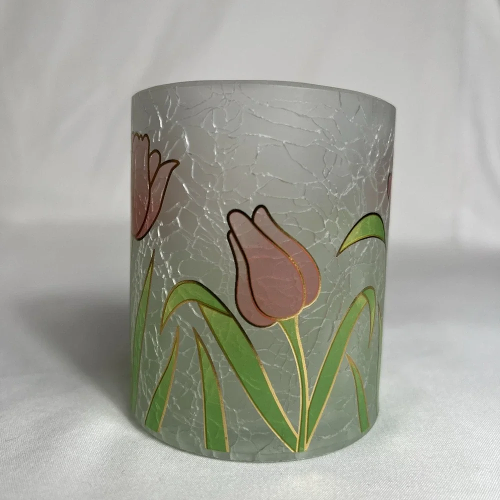 Yankee Candle Frosted Crackle Votive Tea Light Holder V/H TL/H spring Tulips New